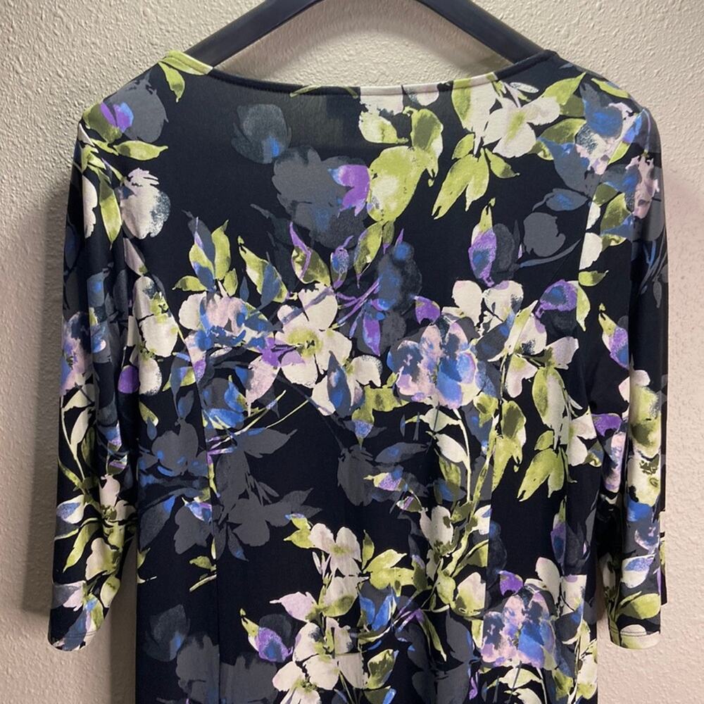 J.Jill Women Wearever Collection Black Floral Lagenlook Style Dress Size M - Picture 6 of 8